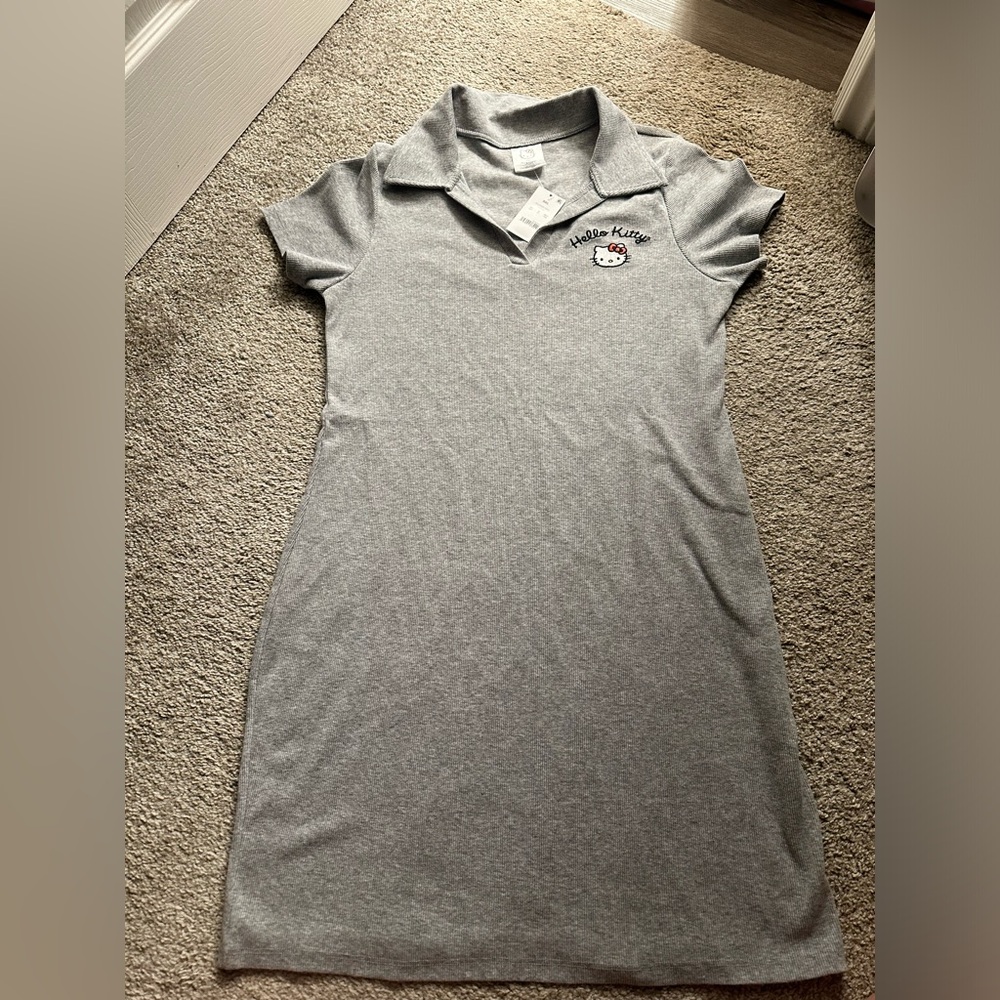 Gray hello kitty collared dress
